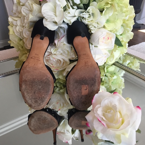 Giuseppe Zanotti Black Satin Crystal D'orsay Heels - Picture 7 of 8